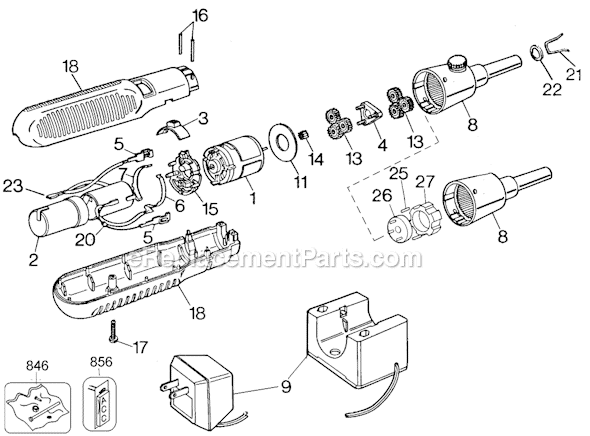 Page A Diagram and Parts List for 9072 Type 1 Black and Decker Electric Drill